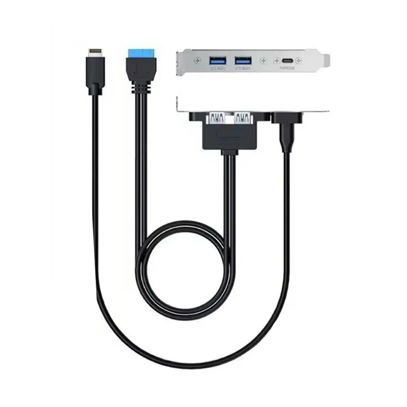 USB3.2 Gen2x2 20Gbps Front Panel Adapter, Type-E Key-A USB-C And USB To USB3.2 20Pin And 19Pin Connectors