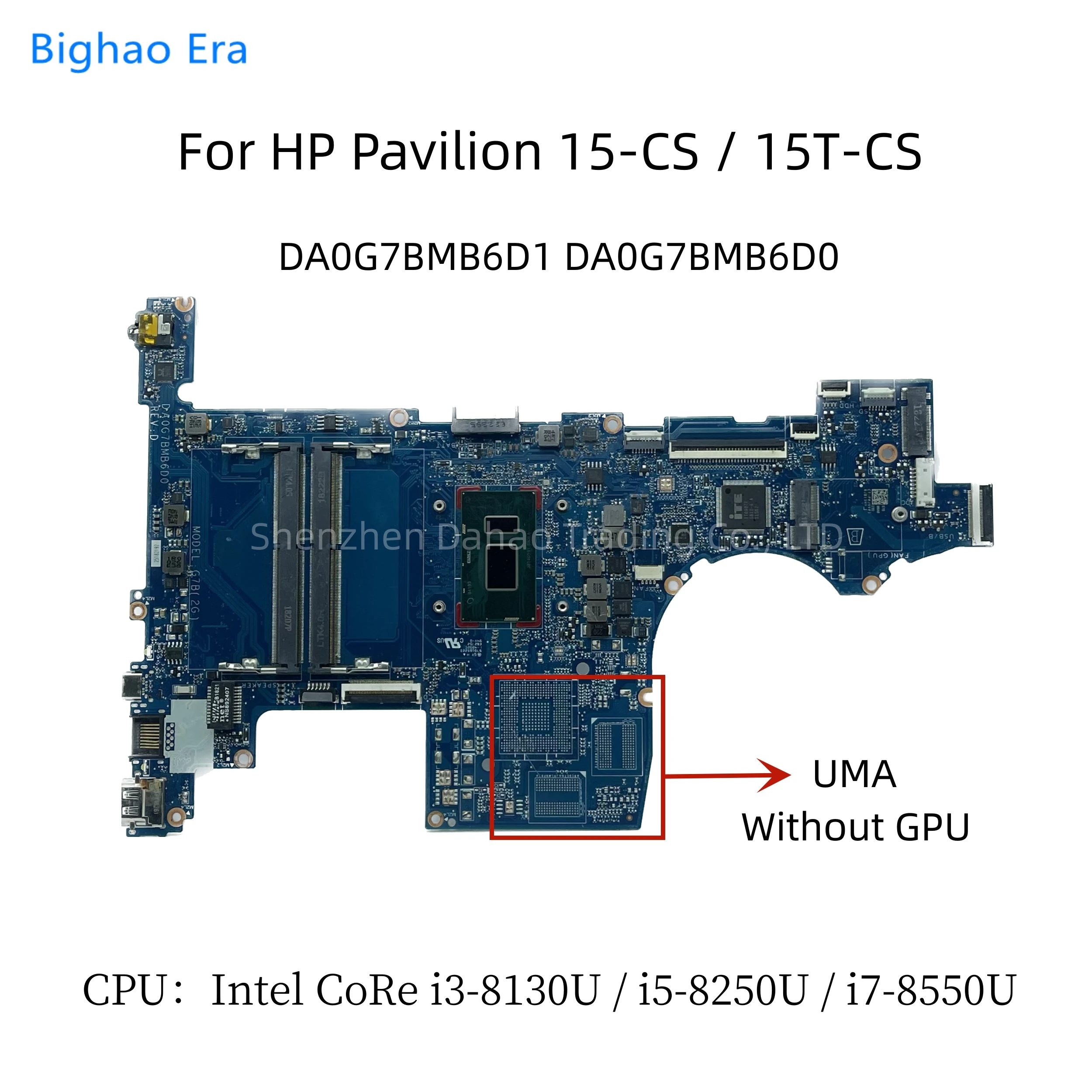 

DA0G7BMB6D1 DA0G7BMB6D0 For HP Pavilion 15T-CS 15-CS Laptop Motherboard With i3-8130U i5-8250U i7-8550U CPU DDR4 UMA L22821-601