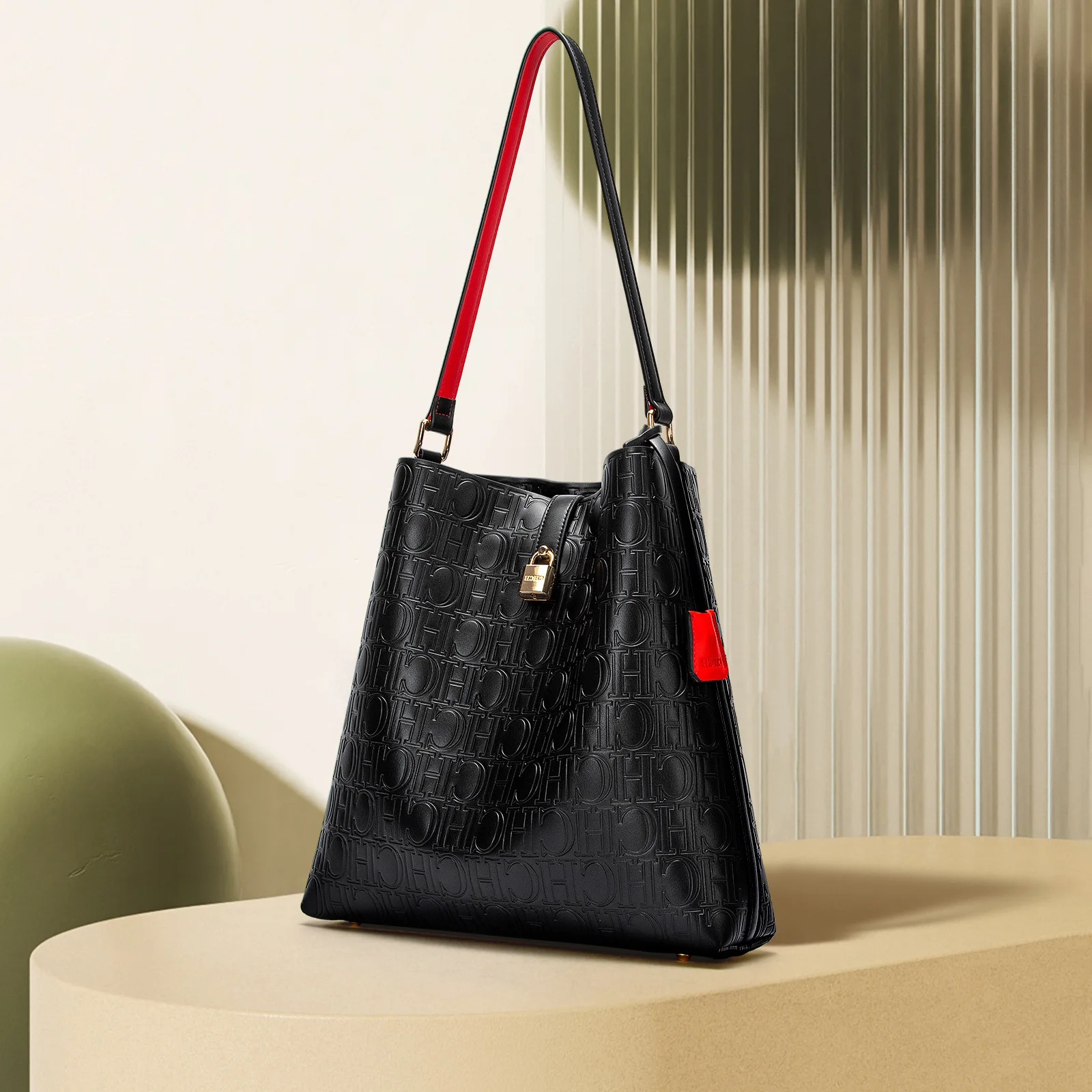 Carolina Herrera Bolso de hombro sencillo de color sólido para mujer Estilo clásico con diseño de letras de gran capacidad para desplazamientos diarios