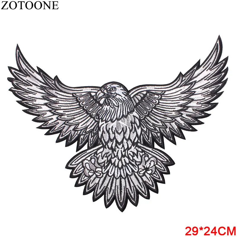 ZOTOONE Big Eagle Wings Patches Embroidered Biker Motorcycle Iron on Patch DIY for Clothes Badge Fabric for Clothes Stickers D