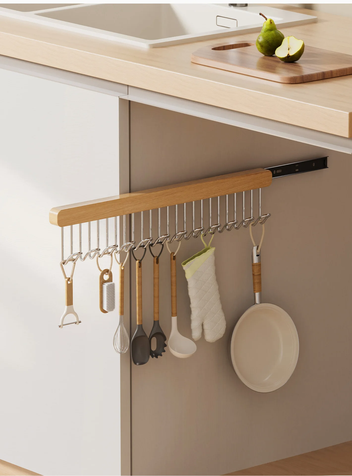 8/12 Hooks Retractable Wood Clothes Hanger Multi-functional Bra Storage Hanger Wall-mounted Wardrobe Hanger Clothes Organizer