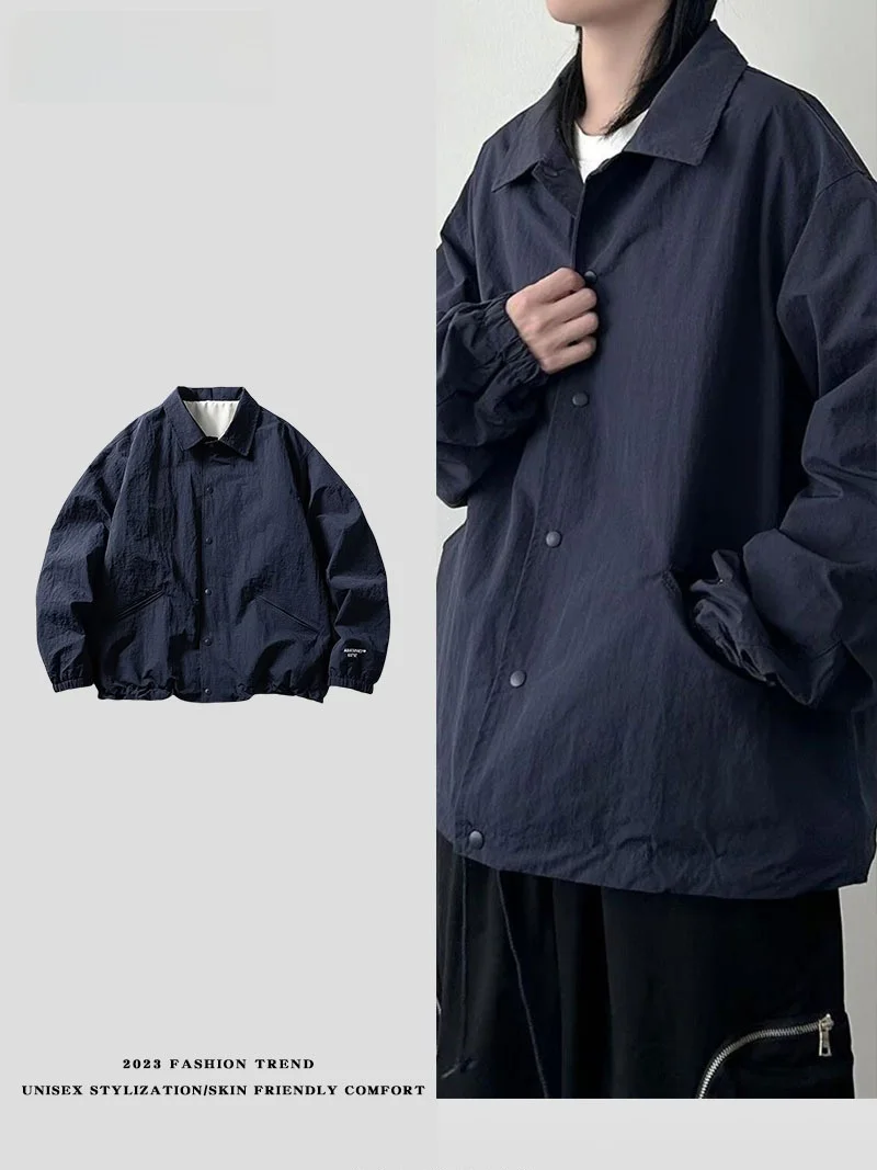 

LPLN2025 Men's Casual Loose Jaet Spring Autumn High Street Trendy Harajuku Korean Sle Loose Coat Youth ular Outerwear