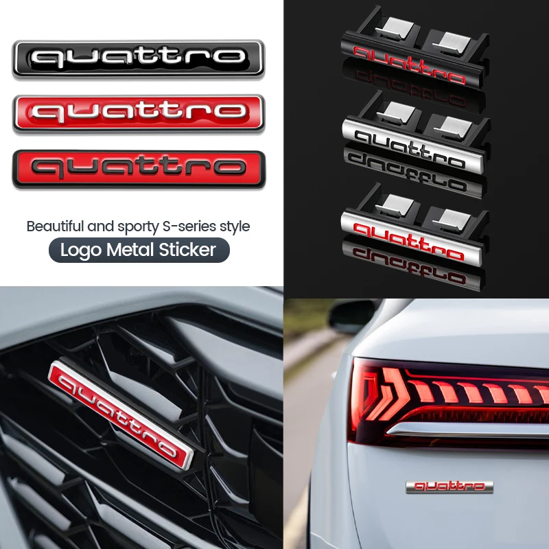 6 colors Metal Quattro Logo Front Grill Badge Emblem Sticker Decals for Audi A3 A4 A5 A6 A7 A8 S3 S4 S5 S6 Q3 Q5 Q7 Car Styling