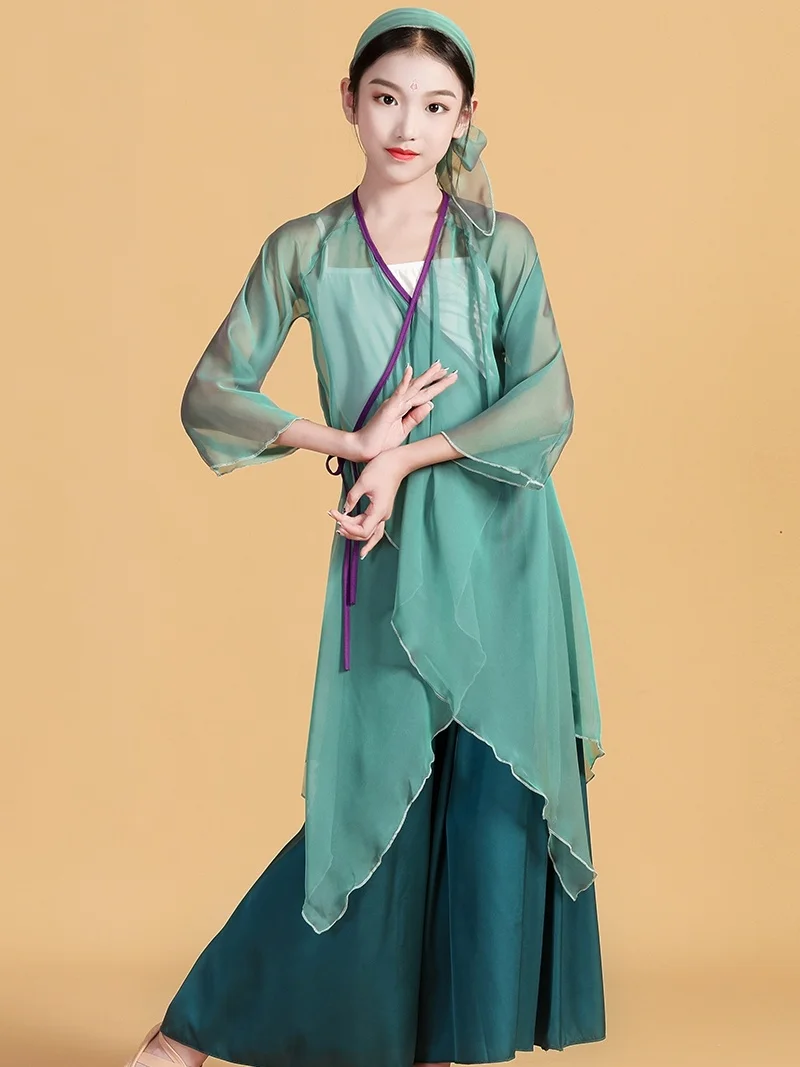 Classical dance performance clothes for children, elegant body charm, gauze clothes, training clothes for girls,