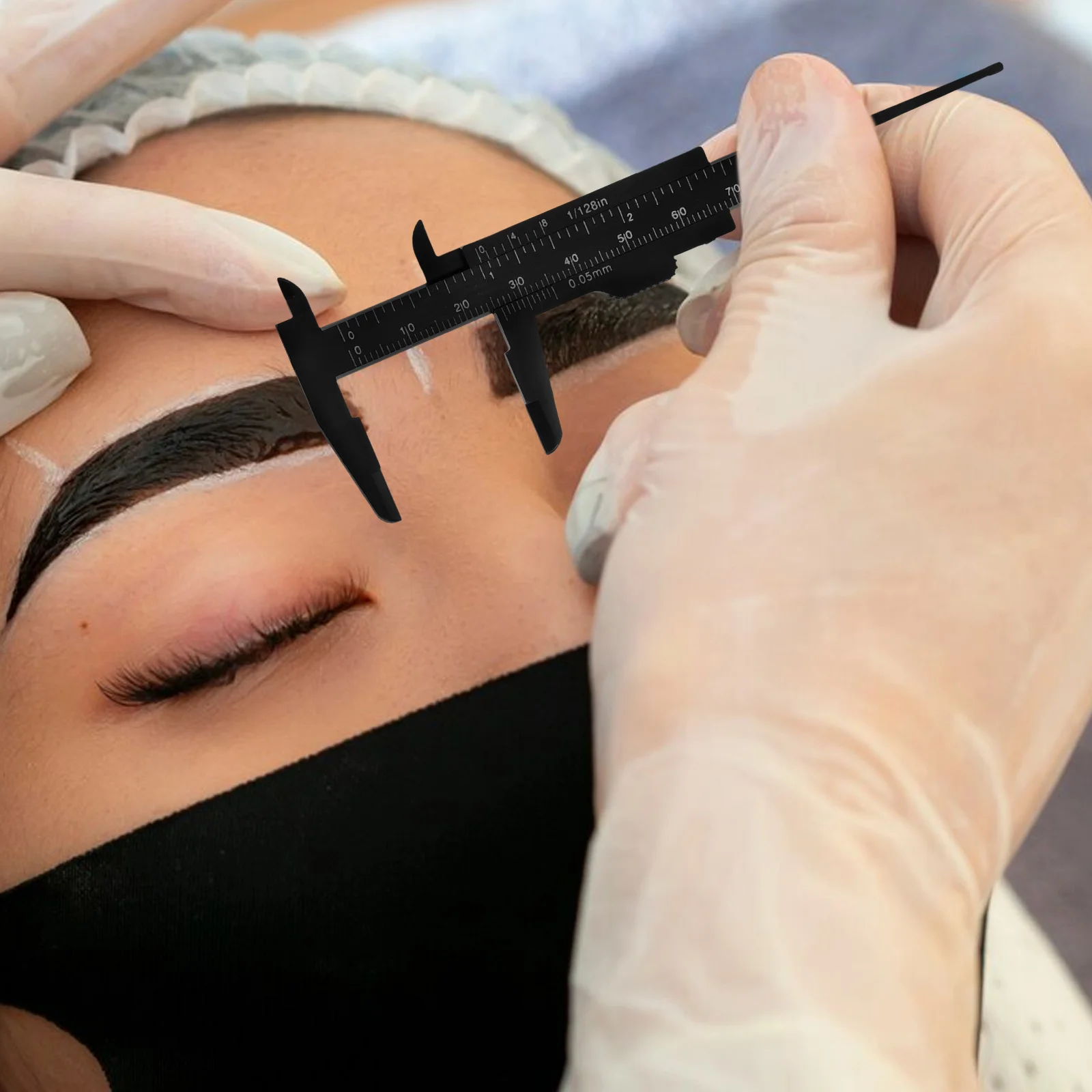 10 قطعة مسطرة قياس تباعد الحاجب الفرجار البلاستيكي لأداة ماكياج المحمولة انزلاق حاكم أدوات قياس قياس الحاجب #3