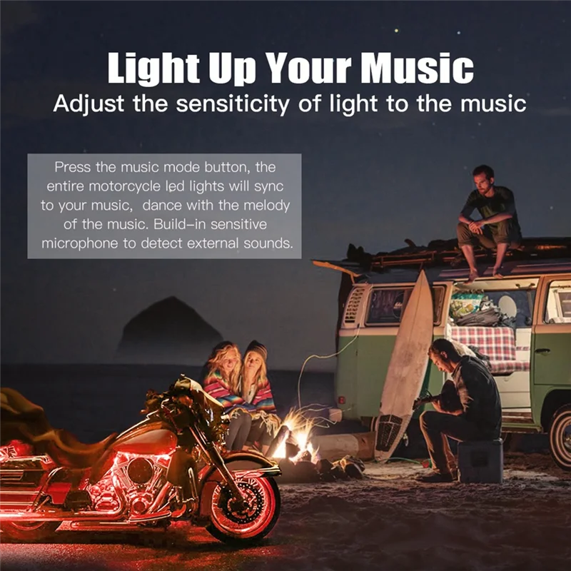 T47C_Motorcycle LED Underglow Kit، شرائط RGB مقاومة للماء لهارلي ديفيدسون هوندا كاواساكي سوزوكي، 12 قطعة
