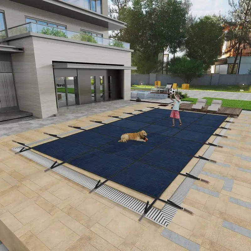 

Rectangular Swimming Pool Safety Cover 25x45ft, High Strength Mesh PP, Abrasion Resistant, Installation Hardware Included, Blue