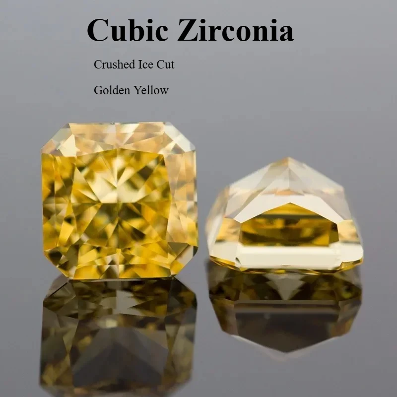 

Цирконий квадратный измельченный лед огранки золотисто-желтые драгоценные камни синтетический лабораторный циркон CZ 4K резка 5A + материал для изготовления ювелирных изделий