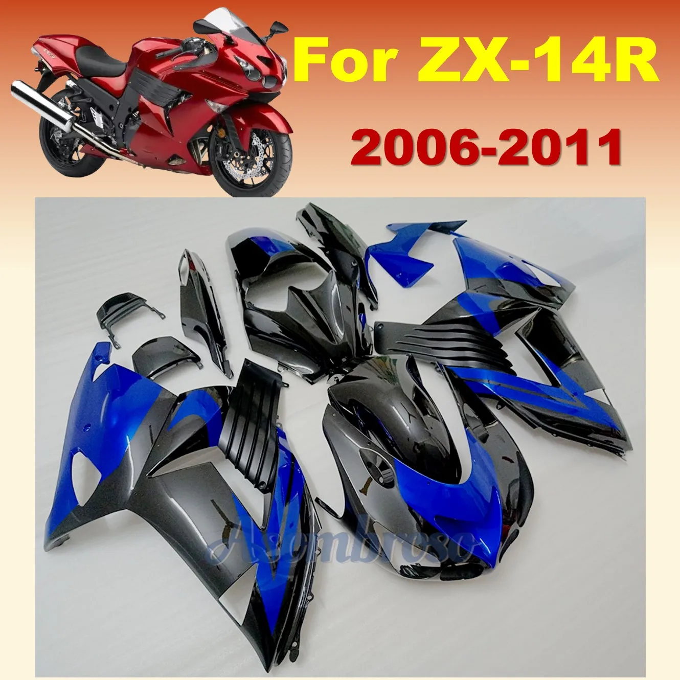 

Full Fairings Kit for Kwasaki Ninja ZX-14R 2006 2007 2008 2009 2010 2011 ZX14R 06-11 ZX 14R Motorcycle ABS Plastics blue black