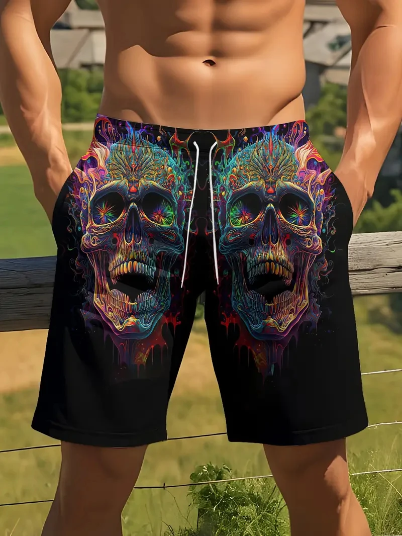 

Men's Shorts Swimming Trunks Quick-drying 3D Print Horror Skull Graphic Beach Shorts Outdoor Harajuku Y2k Unisex Pop Swimwear