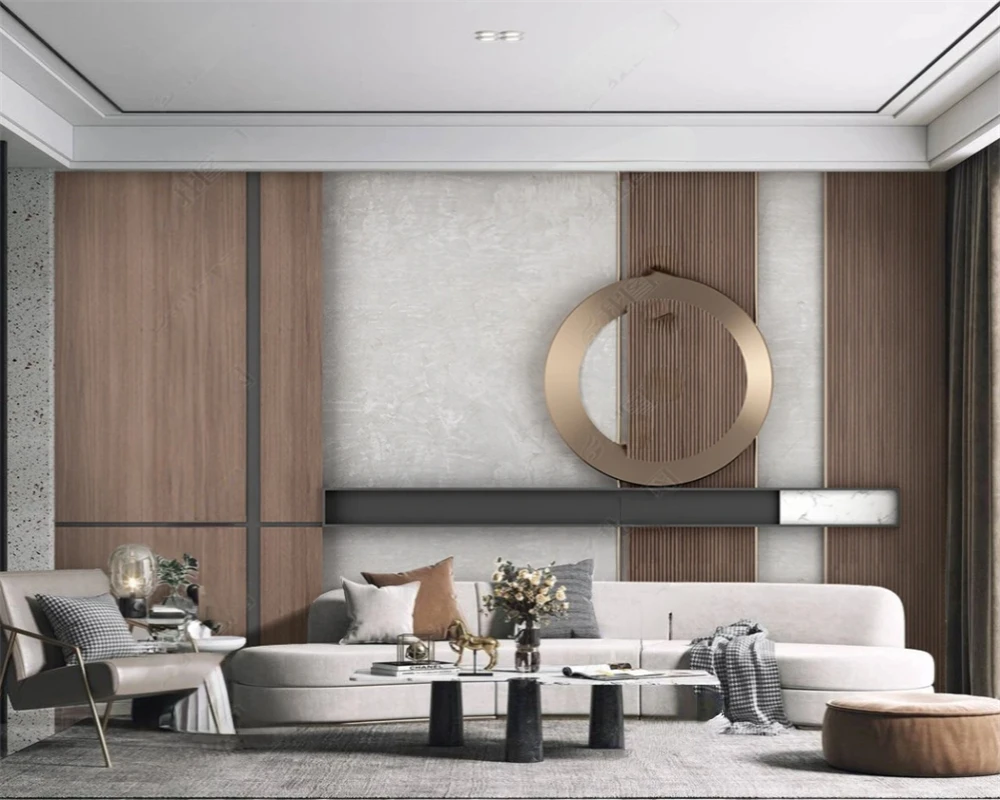 beibehang Customized modern new bedroom living room simple luxury stone grain wood grid combination background wallpaper