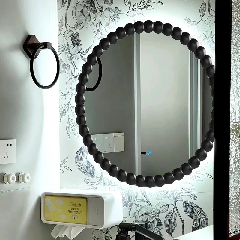 مرآة مستديرة من العصور الوسطى، مرآة حمام كلاسيكية، ديكور جدار سطح المكتب، خلفية المطعم، معلقة على الحائط #5