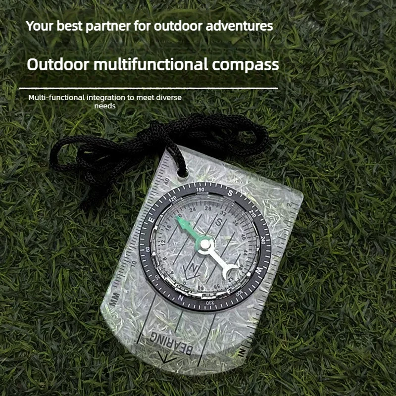 Outdoor Transparent Mini Acrylic Scale Compass Map Scale Compass With Lanyard Portable Navigation Tool For Camping Hiking