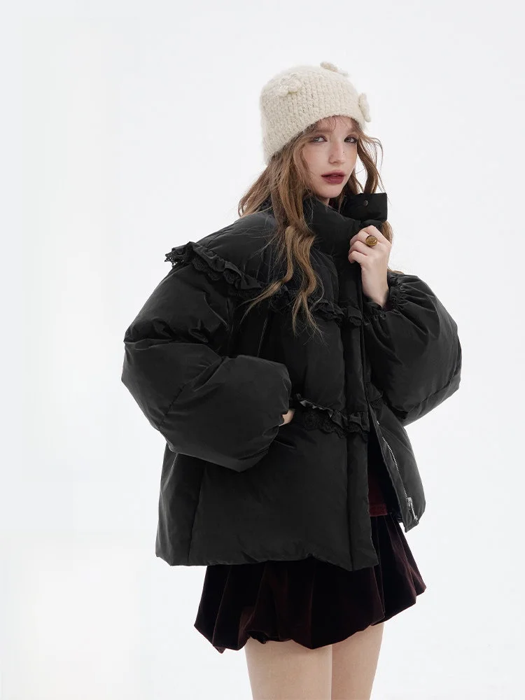 

Princ Sle Loose Fit Women's down Jaet Warmth Guaranteed Elf Sa Fairy ket Witch Cure Bread Coat Fake PU Du down