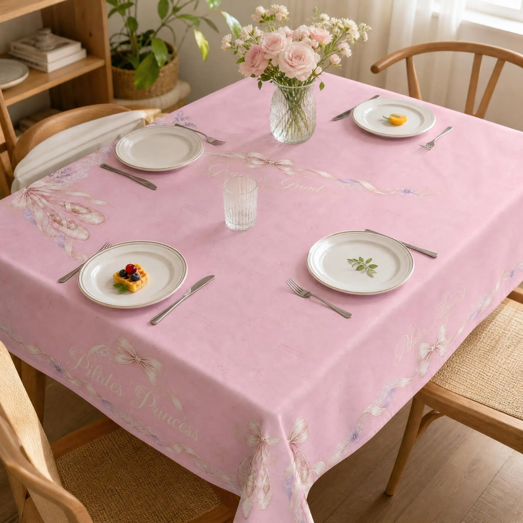 Pink Pilates Princess Aesthetic Tablecloth, Suitable For Table Decoration, Unique Holiday Gift