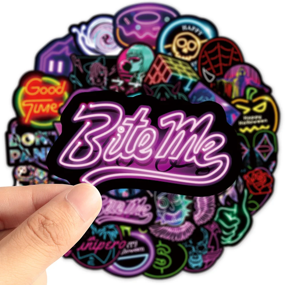 

10/30/50/100pcs Cartoon Creative Neon Light Stickers Cool Personalized Graffiti Decals Decoration Laptop Suitcase Phone Sticker