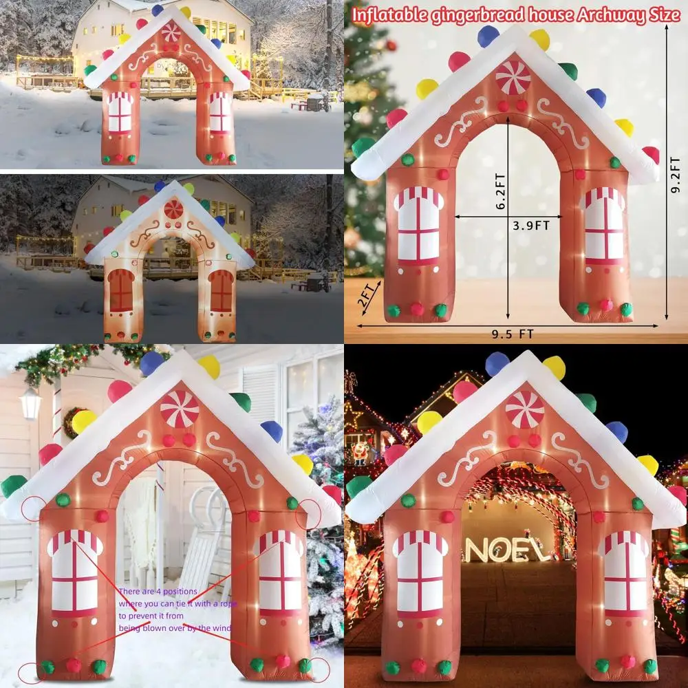 

Giant Inflatable Gingerbread House Archway Outdoor Christmas Decorations with LED Lights