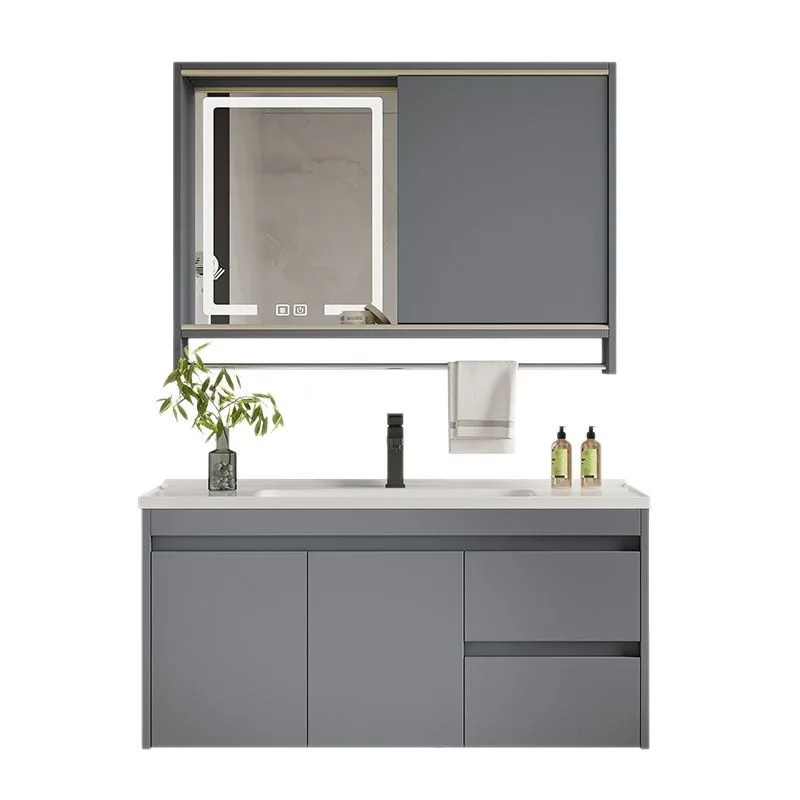 Honeycomb Aluminum Bathroom Cabinet Combination Ceramic Integrated Basin With Drawer Feng Shui Push-pull Smart Mirror Cabinet Hi