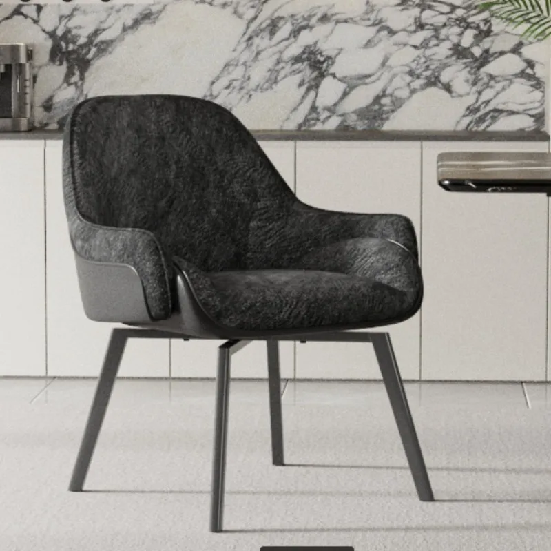 Italian family dining chair, new rotatable starlight black cloth dining table and chairs hotel restaurant coffee