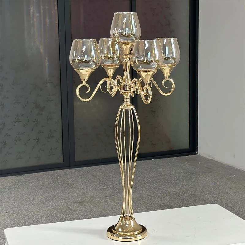 New wedding decoration table ornament 5 arm gold candle holder