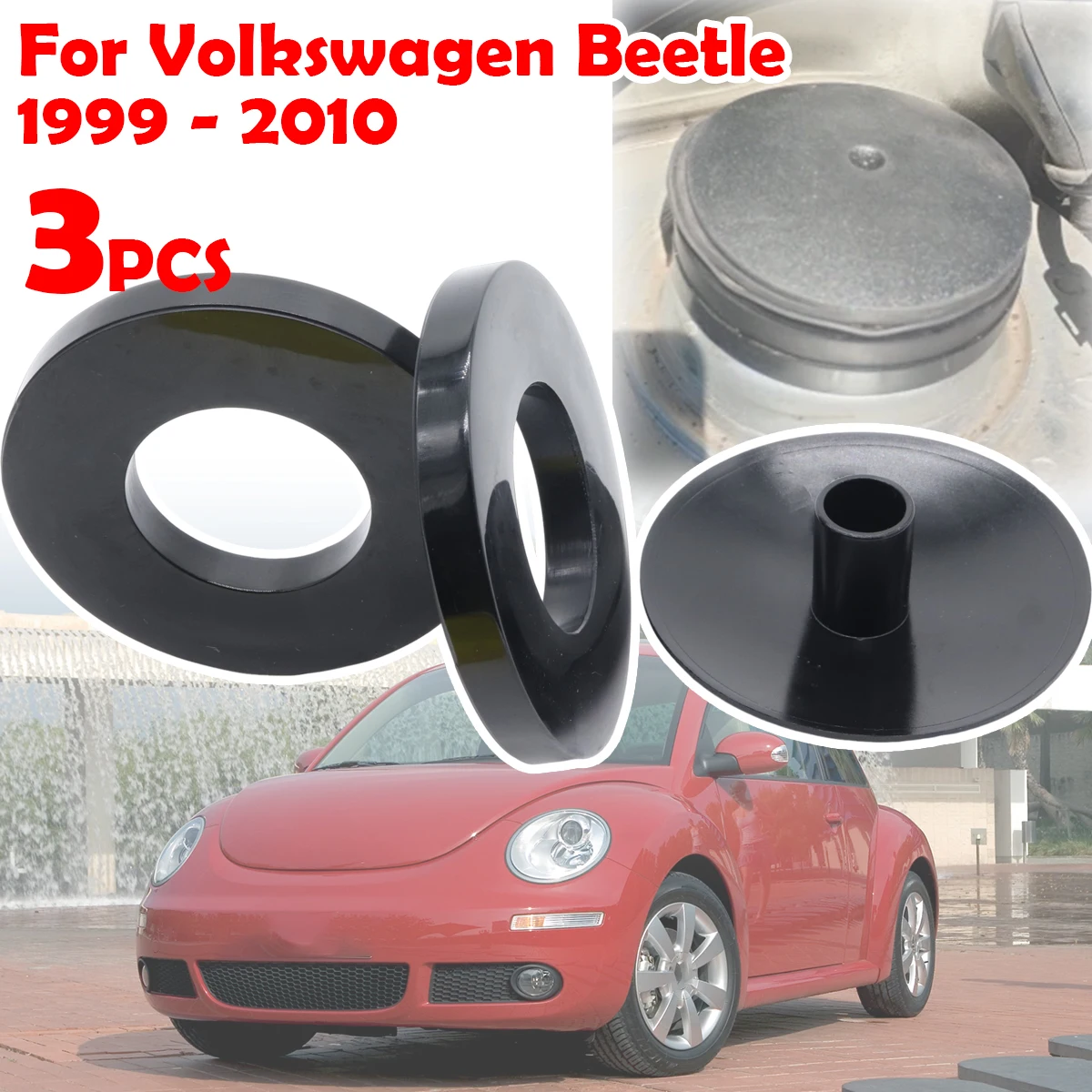 

3pcs Front Suspension Shock Absorber Mount Cover Cap For Volkswagen Beetle 1999 2000 - 2010 Strut Top Mount Rubber Ring Bushing