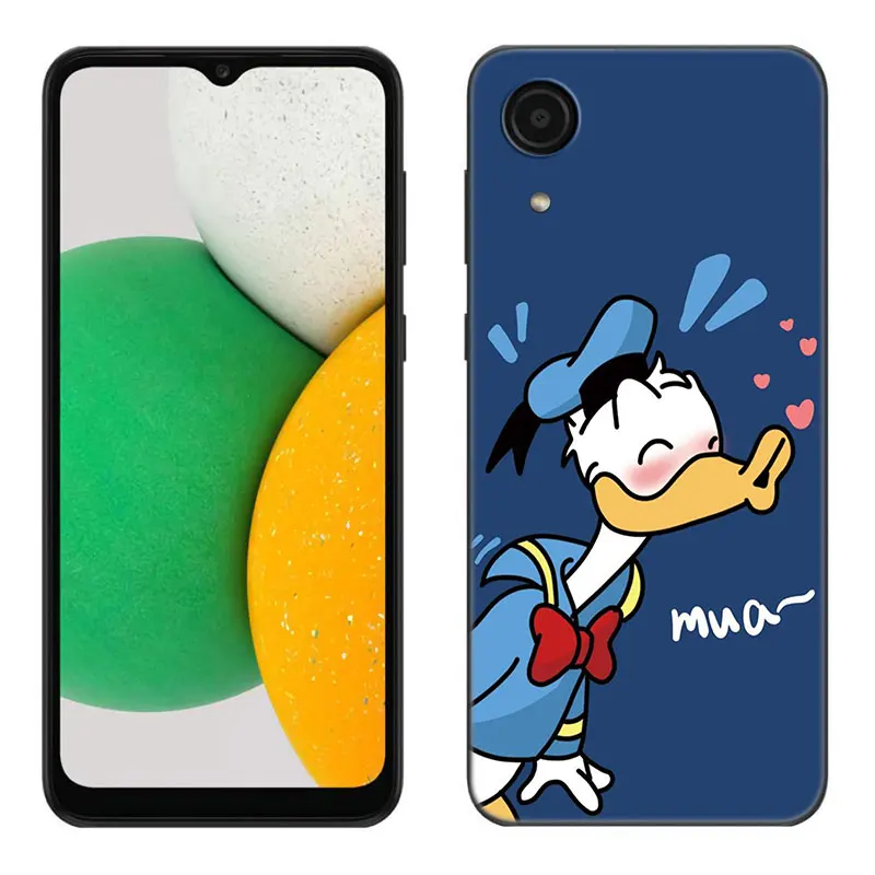 Disney Donald Duck Black Silicone Phone Case For Samsung Galaxy A01 A03 Core A04 E A02 A05 A10 A20 A21 A30 A50 S A6 A8 + A7 2018