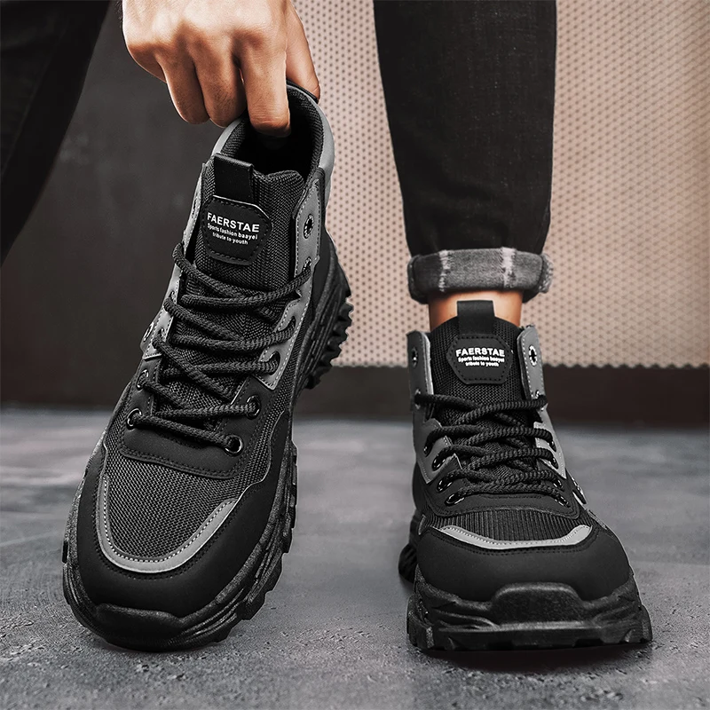 أحذية العمل الرجالية الشتوية الدانتيل متابعة أحذية رجالية منصة السلامة الدافئة حجم 44 تعزيز مصمم الأزياء المضادة للانزلاق