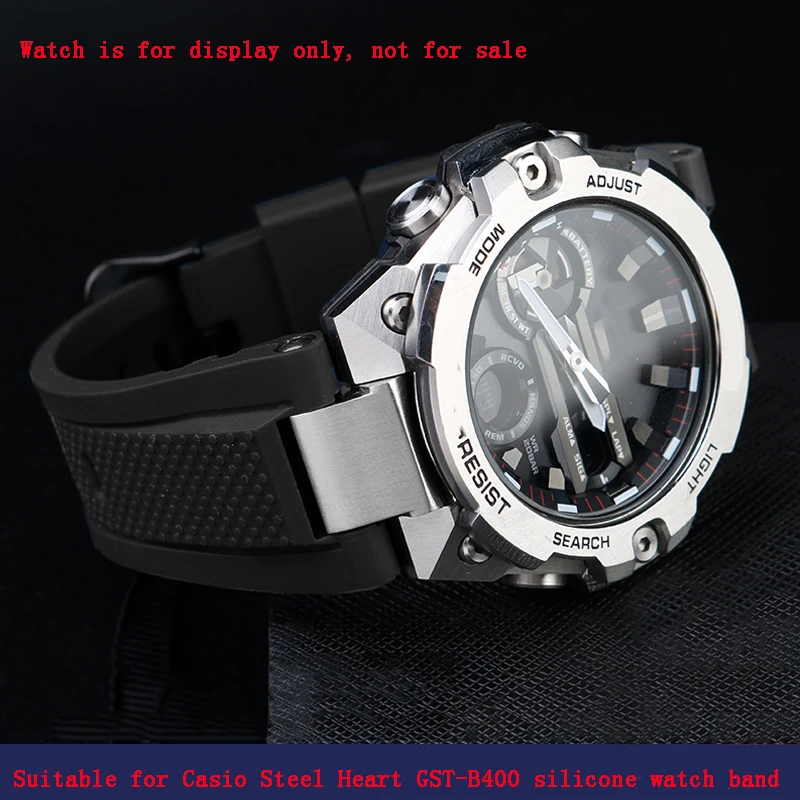 

Steel Heart strap For Casio G-shock watch GST-B400-1A silicone convex rubber watchband Men's New Watch straps Wristband