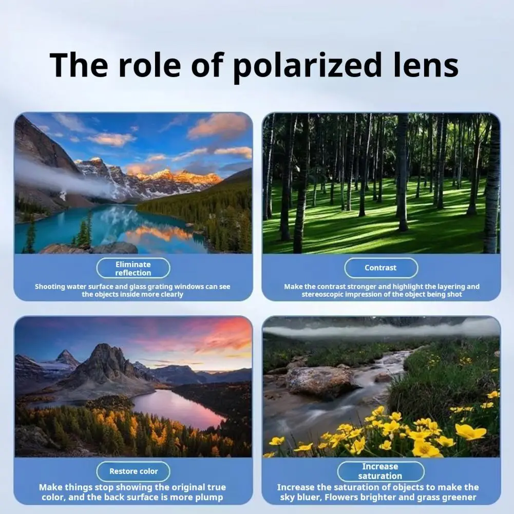 Mobile Phone Polarizer Professional Rotatable Polarized Lens Attachment for Phone Camera with Universal Clip Enhance
