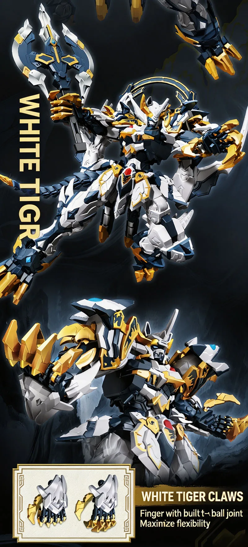 Source Spirit War Chronicles Tianxing-Klasse Blauer Drache und Weißer Tiger Mecha-Bausatz Simulationsmodell Hochschwieriges Sammlerstück Spielzeug Geschenk für Jungen Weihnachts- und Geburtstagsgeschenk – Detail 6