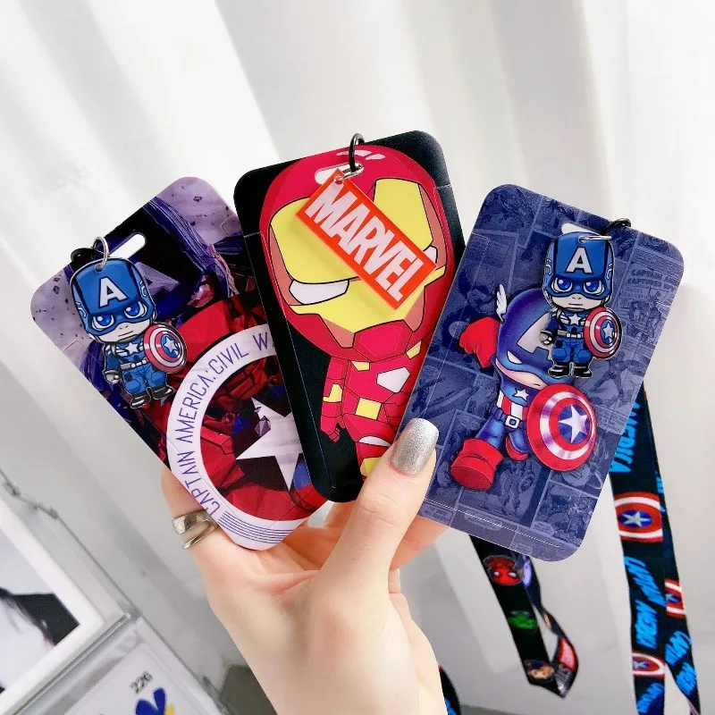 

Marvels Superhero ID Card Holder Neck Strap Pendant Cool Boys Door Badge Holder Lanyards Keychain Men Work Credential Case Gift