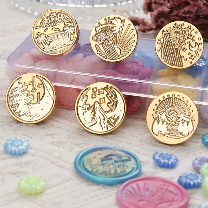 Stamp Seal Wax Fire Paint Travel Diary Hawaii Series Planet Gift DIY Scrapbooking Craft Supplies Envelope 2023 Brass Sandy Beach