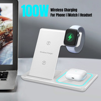 100W Foldable Wireless Charger 3-IN-1 Phone Fast Charging For iPhone 16-12 Pro Max Apple Watch 10-2 AirPods 4 Pro Quick Charging
