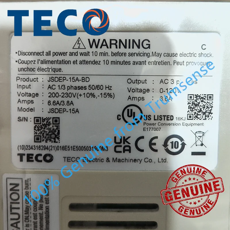 TECO 400W Servo Motor JSMA-SC04ABK00 And Sever Drive JSDEP-15A  JSDEP-15A-BD  with 3 Meters Cables