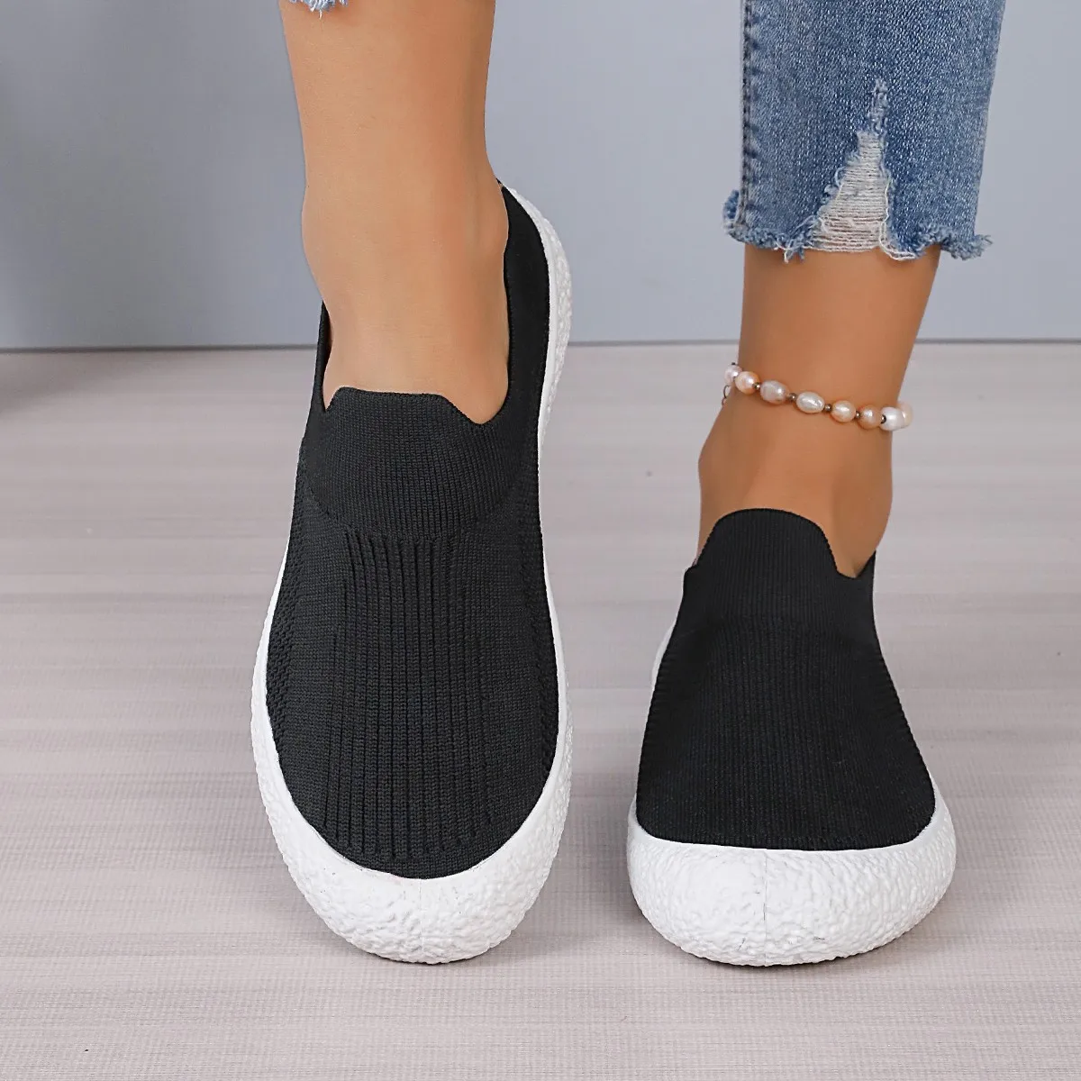 Platform Mesh Shoes for Women Sneakers Spring Knitted Breathable Casual Women's Shoes Hot-selling Slip-on Women's Walking Shoes