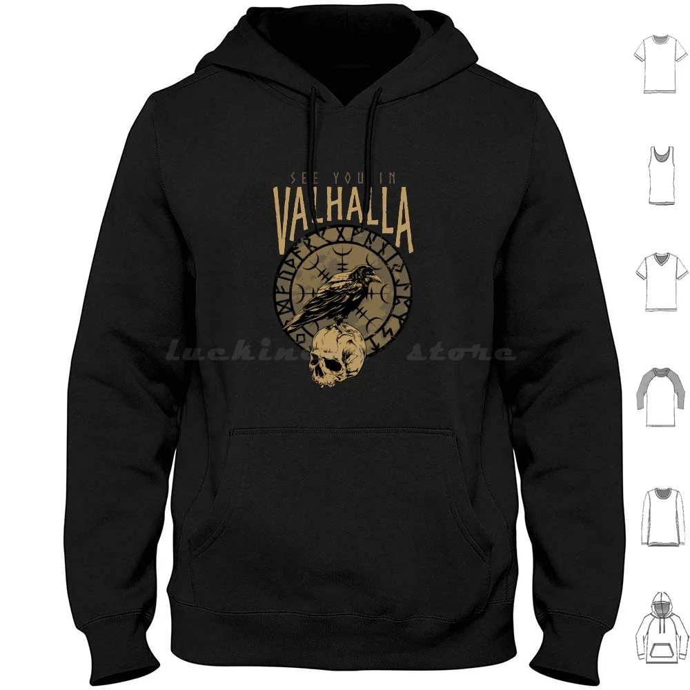 Viking Hugin And Munin Odin Ravens Aegishjalmur Hoodie Cotton Long Sleeve Odin Ravens Odins Raven Hugin And Munin Vikings