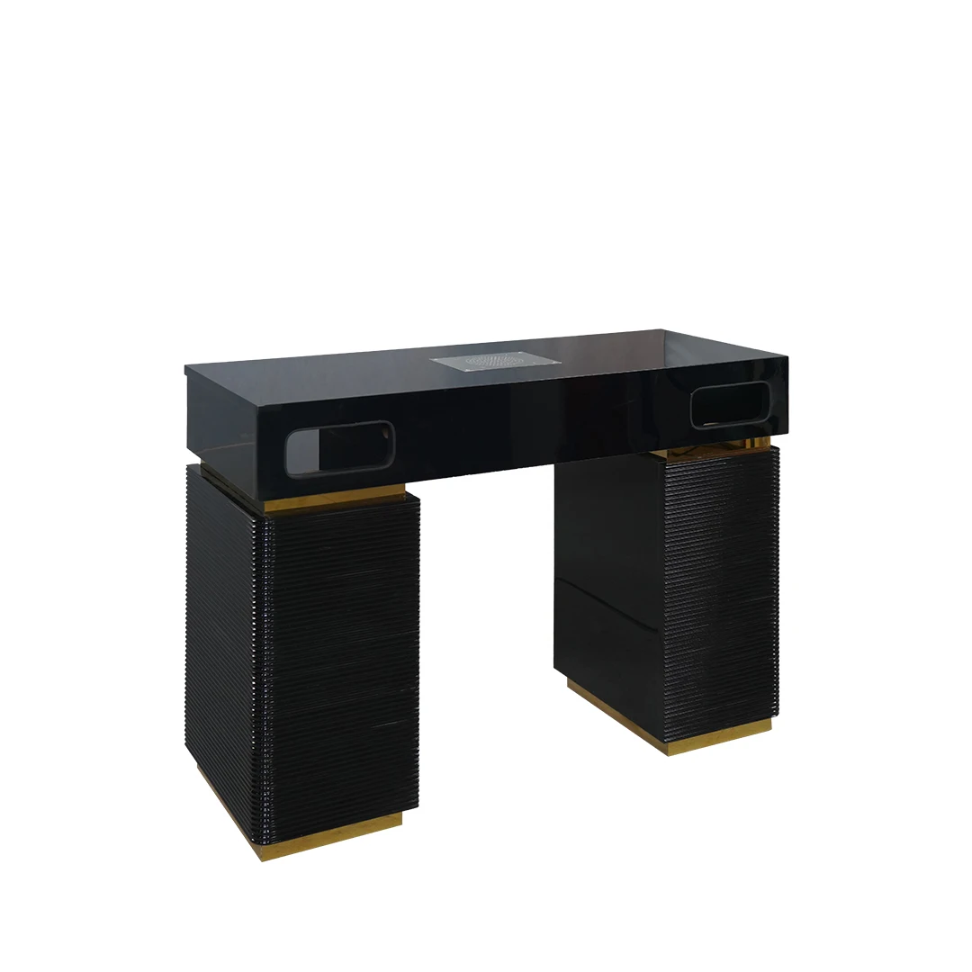 Salon Manicure Furniture Tech Art Modern Black Nail Desk Table With Dust Collector