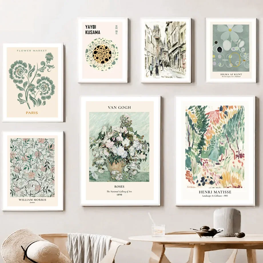 Henri Matisse Van Gogh Morris Wall Art Canvas Painting Abstract Exhibition Mid Century Posters Prints Pictures Living Room Decor