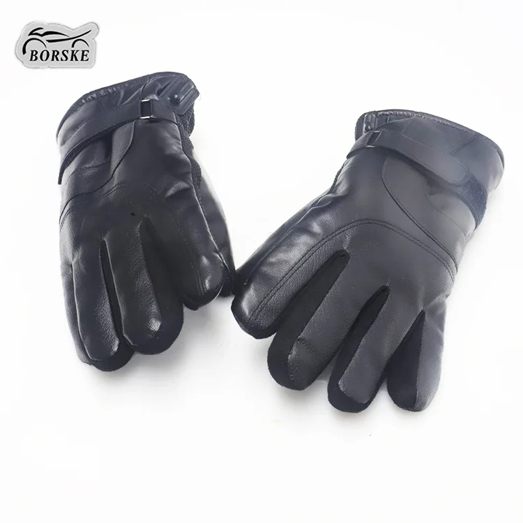 Borske Custom Heated Temperature Control Gloves Waterproof Motorcycle Full Finger Glove Men Leather Warm Motocross Cycling Glove