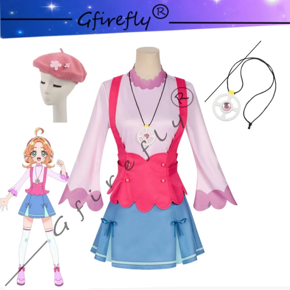 

Star Detective Precure Akechi Anna Cosplay Set Cute Pink Dress Necklace Accessories Adult Women Halloween Carnival Party Outfit
