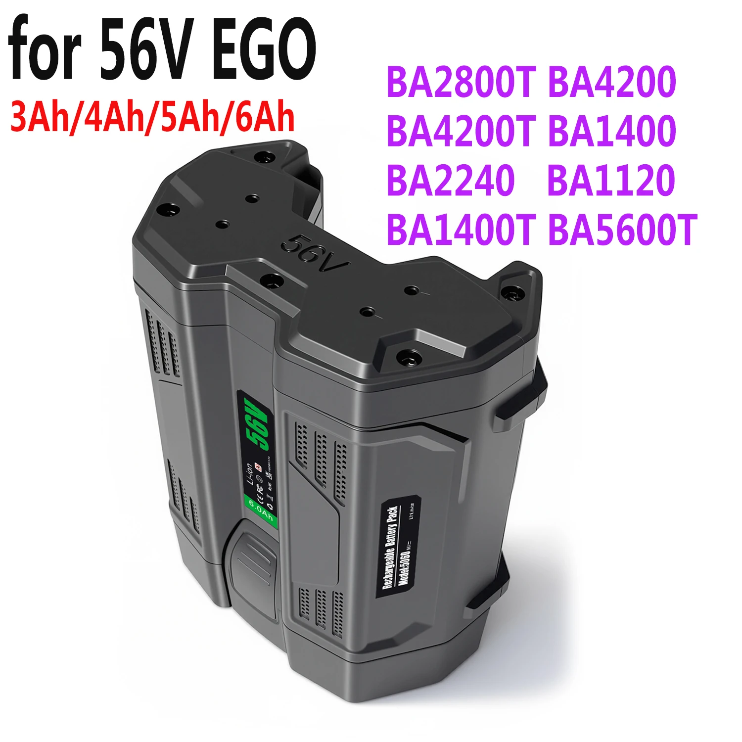 

Premium Grade A lithium-ion battery 56V For EGO 6.0Ah Replacemen battery,Compatible with Power Tool BA2800 BA2800T BA4200 CS1604