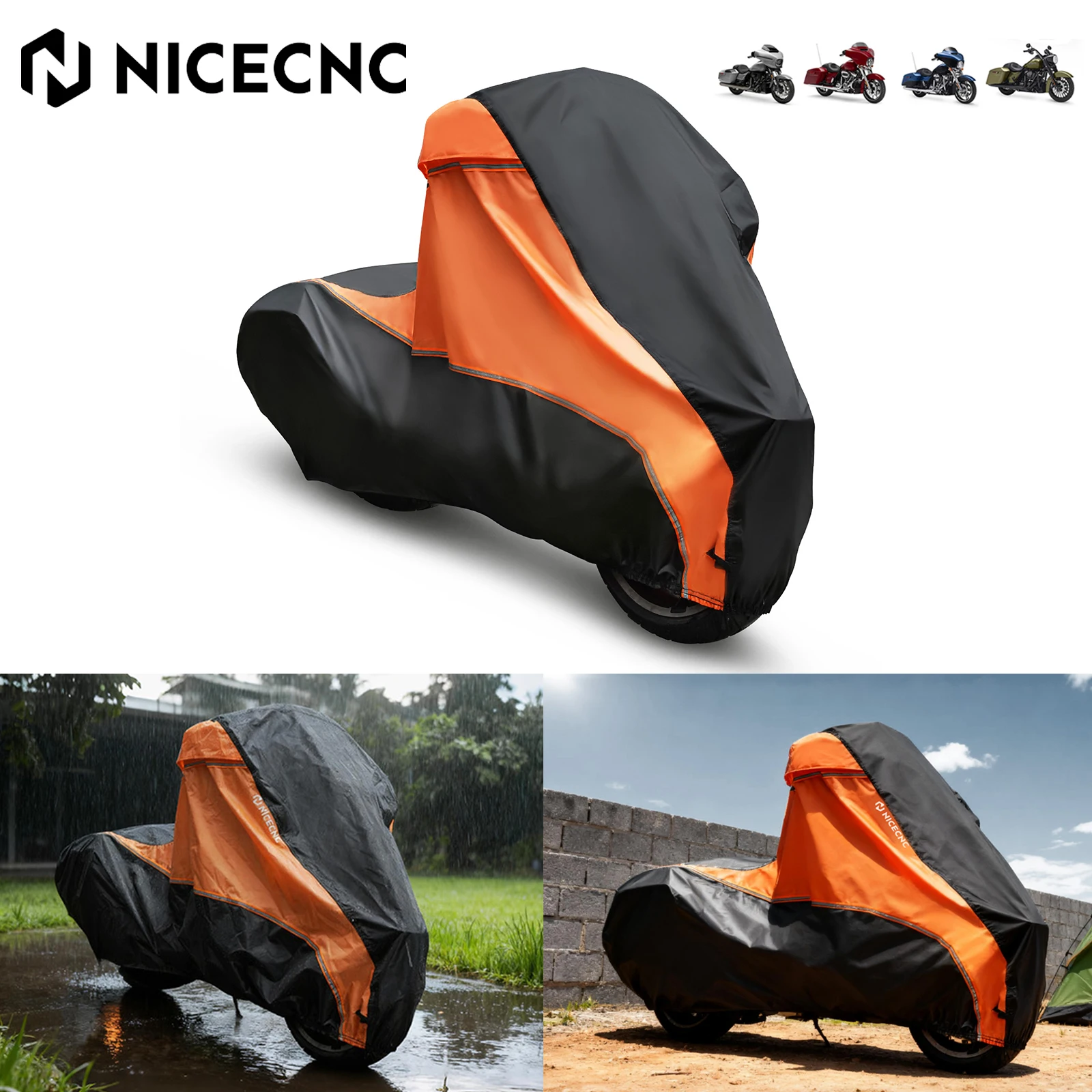 

For Harley Street Gilde Road Gilde Electra Glide Motorcycle Cover Waterproof Other Brands Of Motorcycles With Dual Side Cases