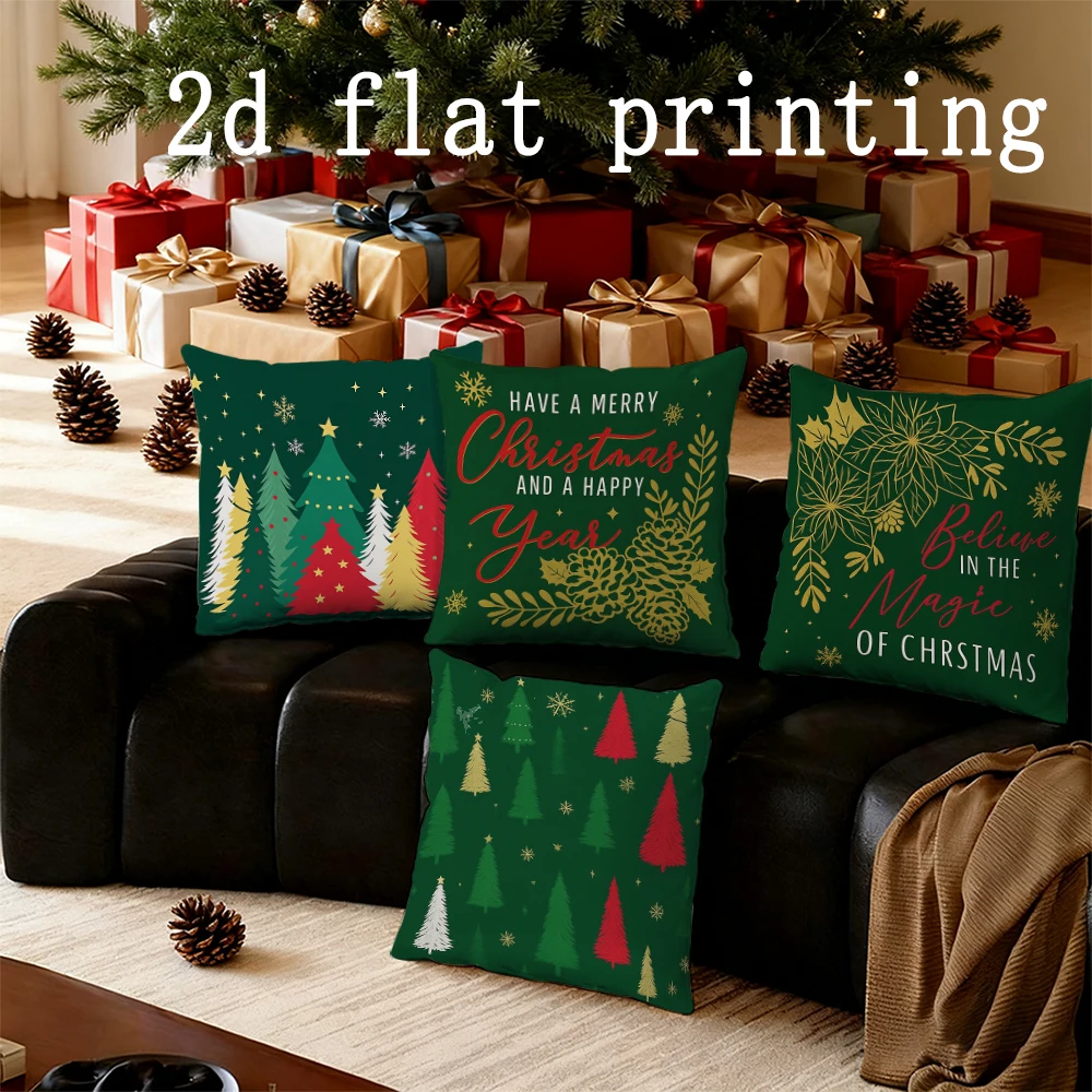 

Домашний декор, подушки с рисунком рождественской елки, подходят для дивана, спальни, автомобиля, наволочка, прямоугольная подушка для спины