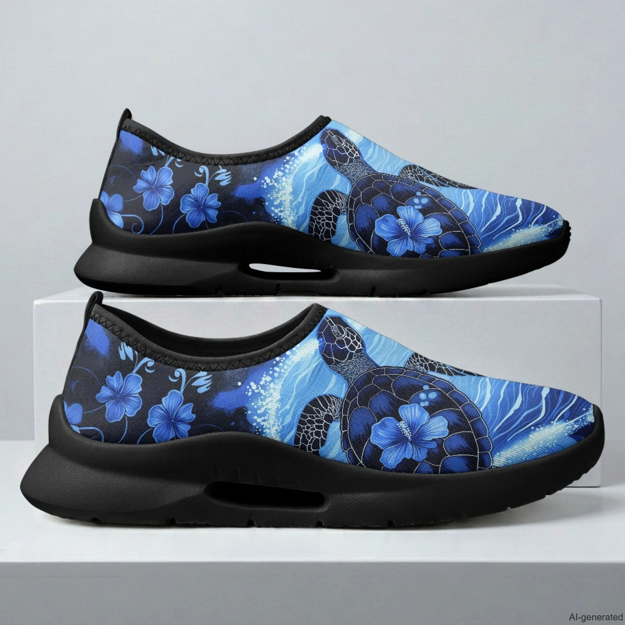 XIXIRIMIDO Mens Casual Shoes Slip On Walking Sneakers Women Gym Workout Shoes Sea Turtle Print Breathable Mesh Running Shoes