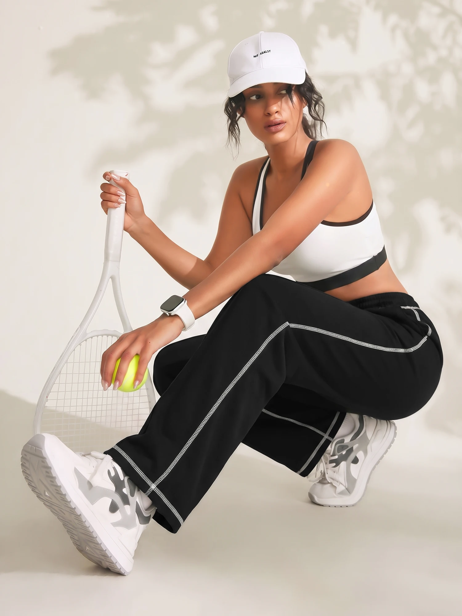 Relaxed Athlete‑Style Track Pants, Contrast Edge Stitching Design for Autumn Walking, Camping and Casual Fitness Sessions
