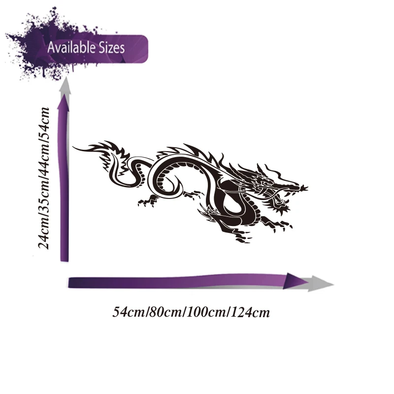 ملصق سيارة على شكل حيوان التنين الكرتوني لغطاء محرك السيارة وديكور الباب الخلفي