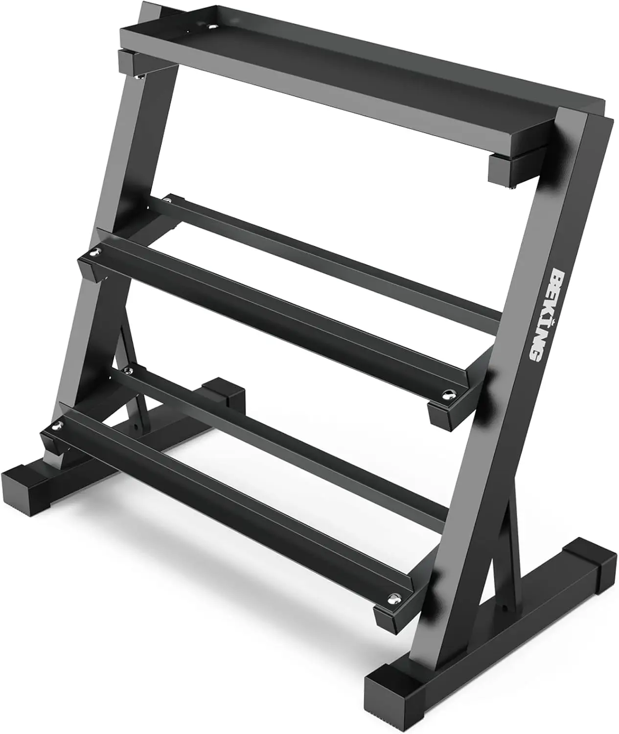 Compact Dumbbell Kettlebell Weight Rack Three Tier Storage Stand Home Gym Fitness