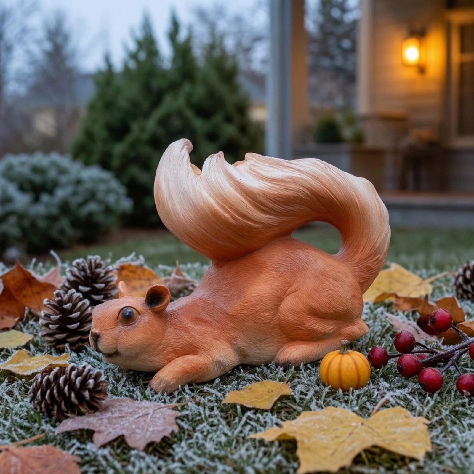 

Hanging Squirrel Decoration Painted Squirrel Hanging Decoration Decorative Figurine Outdoor Garden Decor Ready to Hang for Yard