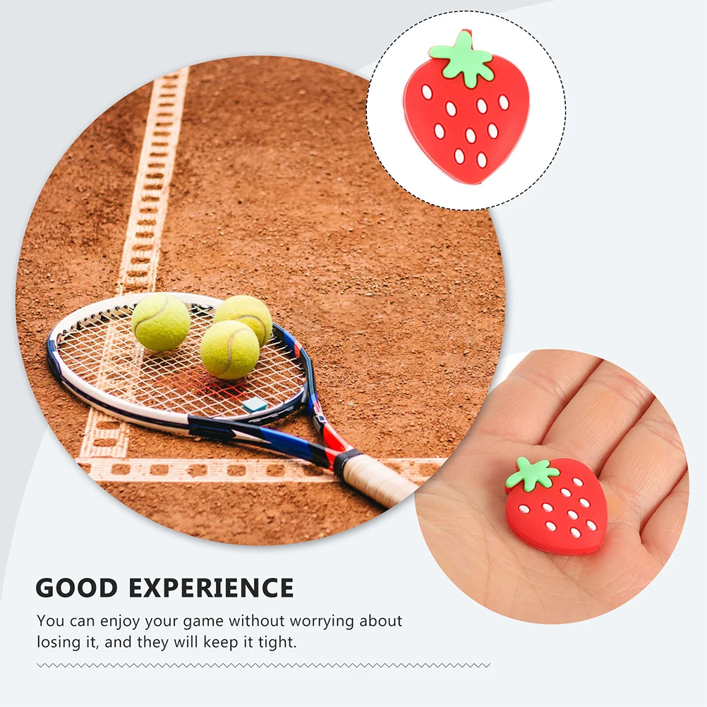 

12Pcs Tennis Racket Dampener Strawberry Shape Silicone Shock Absorber Small Lightweight Vibration Dampener for Tennis