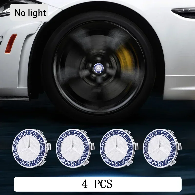 75mm Magnetic Suspension LED Illuminated Wheel Hub Caps Lights for Mercedes Benz C/A/E/GLE/S/GLC-Class Upgrade Wheel Center Caps